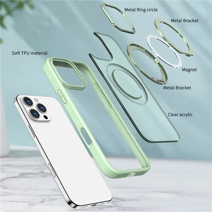 For iPhone 16 Pro Case TPU+Acrylic Kickstand Phone Cover Compatible with MagSafe