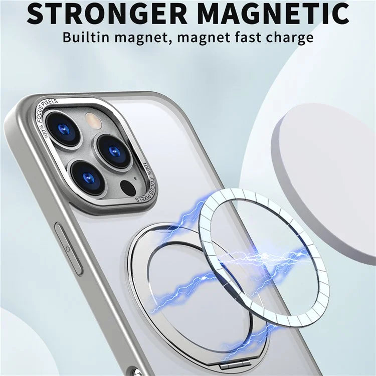 For iPhone 16 Pro Case TPU+Acrylic Kickstand Phone Cover Compatible with MagSafe
