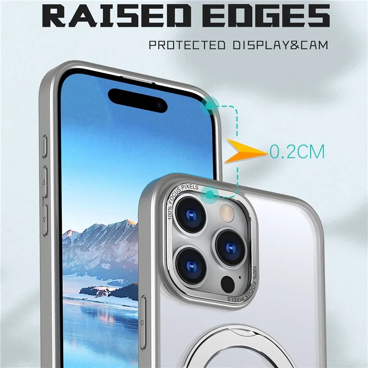 For iPhone 16 Pro Case TPU+Acrylic Kickstand Phone Cover Compatible with MagSafe