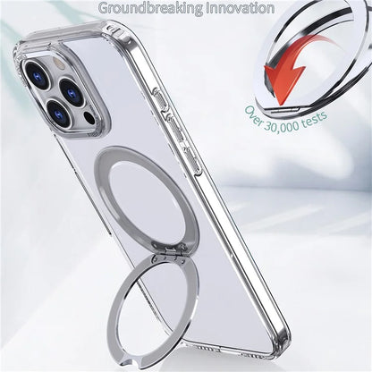 For iPhone 16 Pro Case TPU+Acrylic Kickstand Phone Cover Compatible with MagSafe
