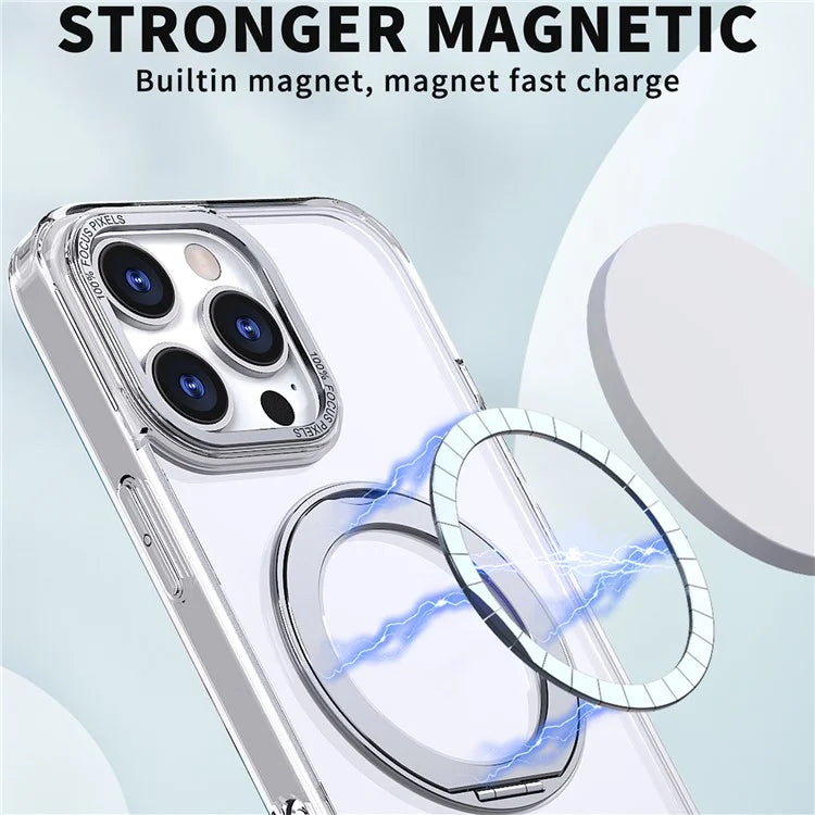 For iPhone 16 Pro Case TPU+Acrylic Kickstand Phone Cover Compatible with MagSafe