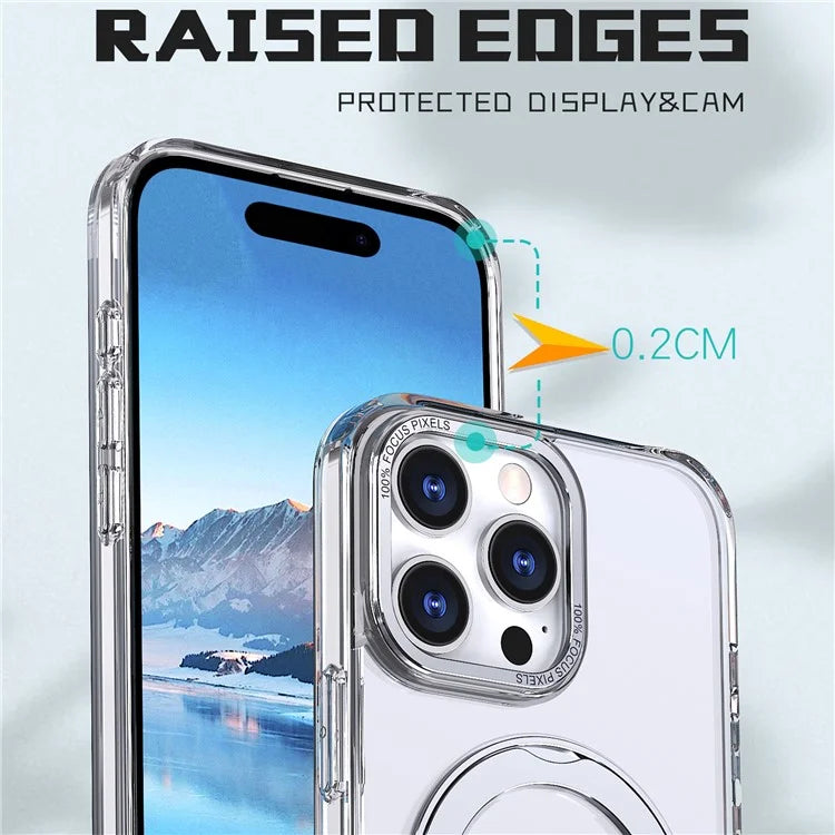 For iPhone 16 Pro Case TPU+Acrylic Kickstand Phone Cover Compatible with MagSafe