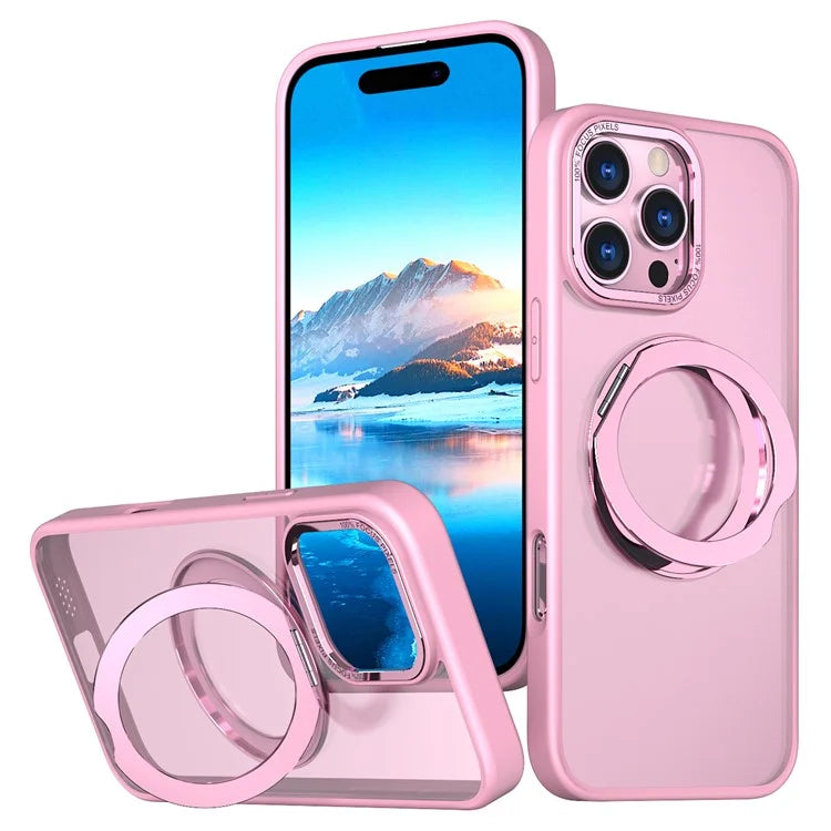 For iPhone 16 Pro Case TPU+Acrylic Kickstand Phone Cover Compatible with MagSafe