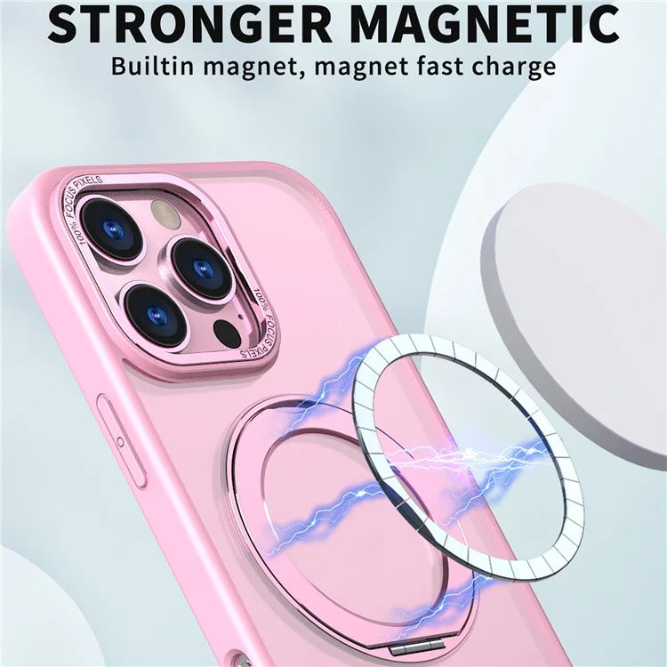 For iPhone 16 Pro Case TPU+Acrylic Kickstand Phone Cover Compatible with MagSafe