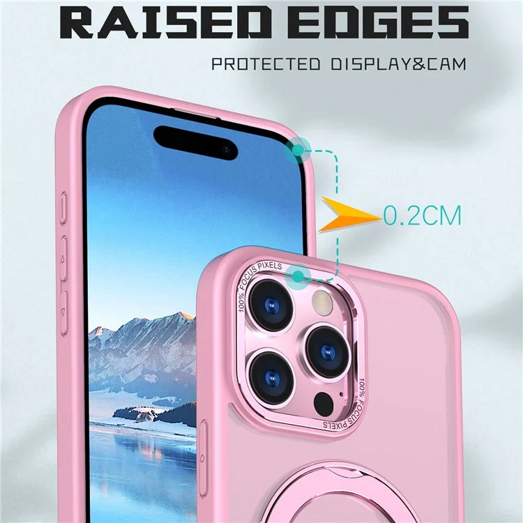 For iPhone 16 Pro Case TPU+Acrylic Kickstand Phone Cover Compatible with MagSafe