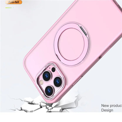 For iPhone 16 Pro Case TPU+Acrylic Kickstand Phone Cover Compatible with MagSafe