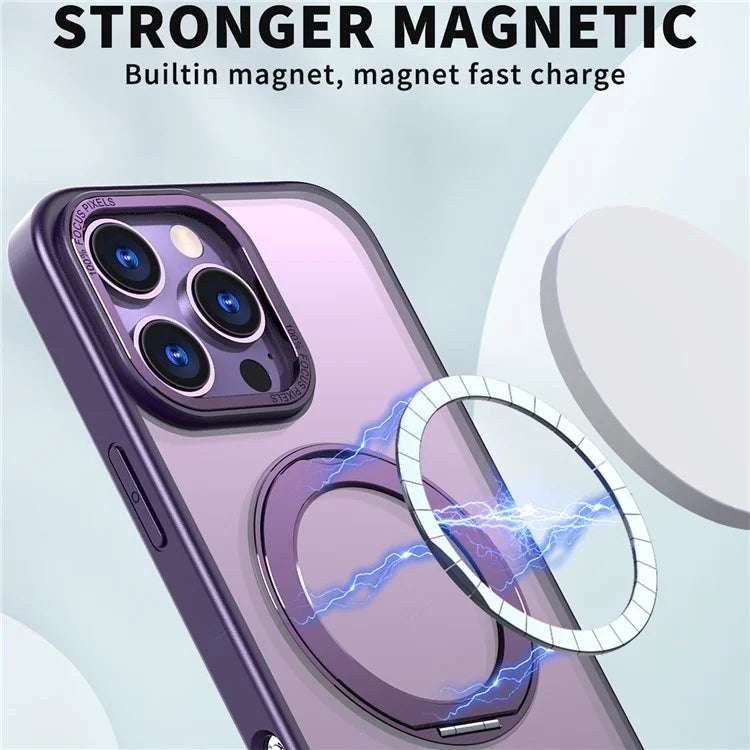 For iPhone 16 Pro Case TPU+Acrylic Kickstand Phone Cover Compatible with MagSafe