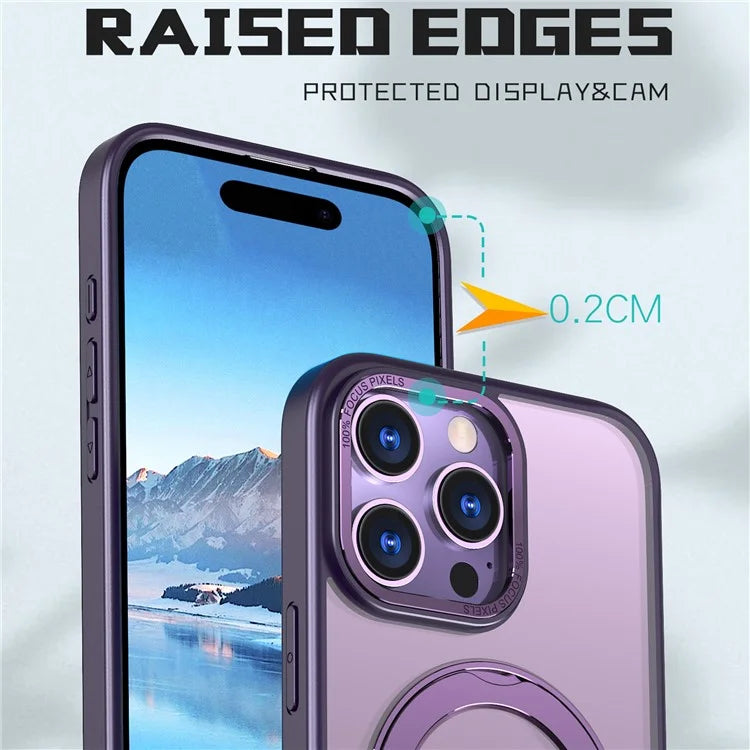 For iPhone 16 Pro Case TPU+Acrylic Kickstand Phone Cover Compatible with MagSafe