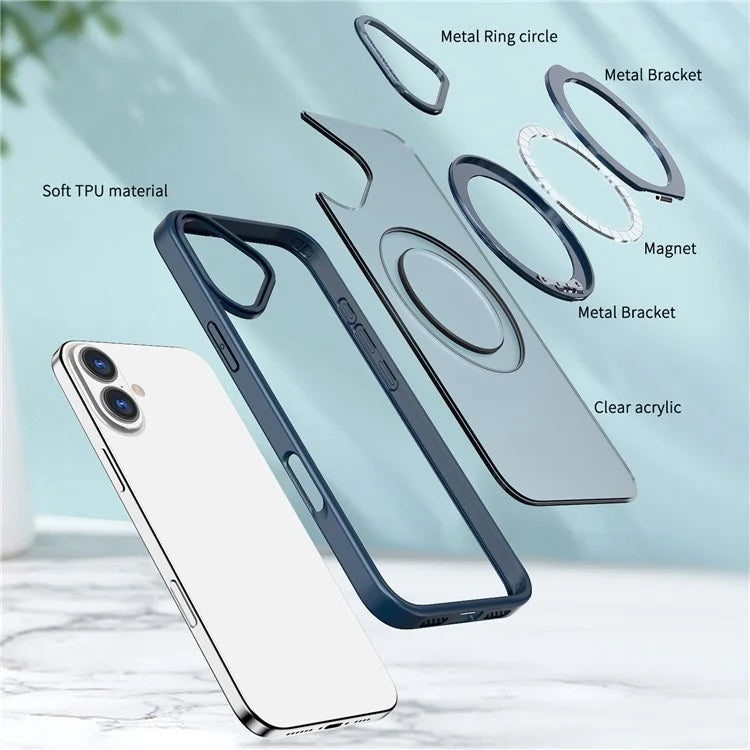 For iPhone 16 Plus Case Compatible with MagSafe TPU+Acrylic Kickstand Phone Cover