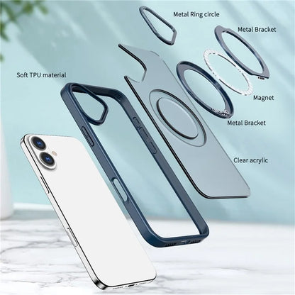For iPhone 16 Plus Case Compatible with MagSafe TPU+Acrylic Kickstand Phone Cover