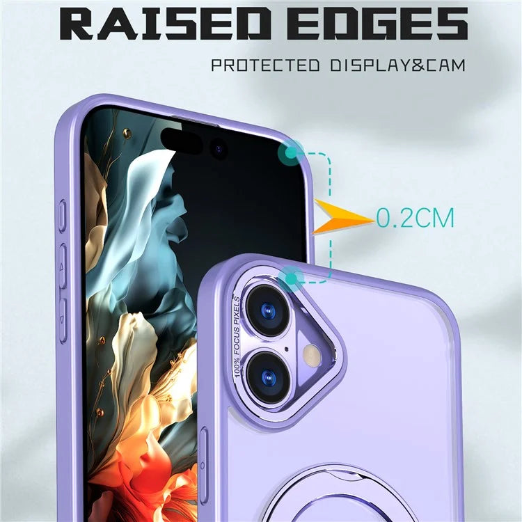 For iPhone 16 Plus Case Compatible with MagSafe TPU+Acrylic Kickstand Phone Cover