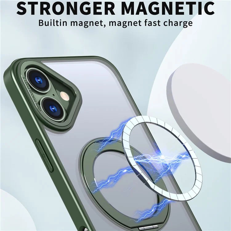 For iPhone 16 Plus Case Compatible with MagSafe TPU+Acrylic Kickstand Phone Cover