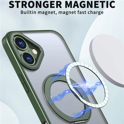 For iPhone 16 Plus Case Compatible with MagSafe TPU+Acrylic Kickstand Phone Cover