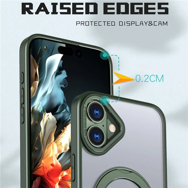 For iPhone 16 Plus Case Compatible with MagSafe TPU+Acrylic Kickstand Phone Cover