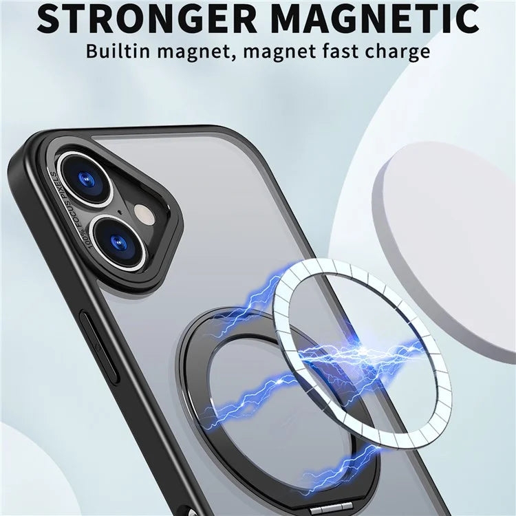 For iPhone 16 Plus Case Compatible with MagSafe TPU+Acrylic Kickstand Phone Cover