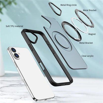 For iPhone 16 Plus Case Compatible with MagSafe TPU+Acrylic Kickstand Phone Cover