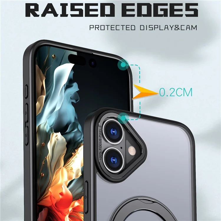 For iPhone 16 Plus Case Compatible with MagSafe TPU+Acrylic Kickstand Phone Cover