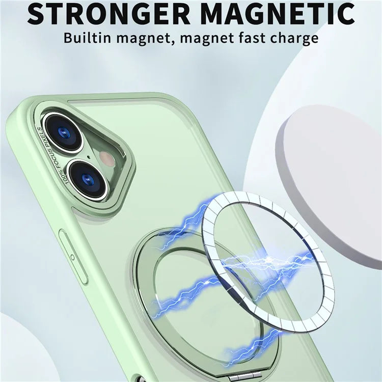 For iPhone 16 Plus Case Compatible with MagSafe TPU+Acrylic Kickstand Phone Cover