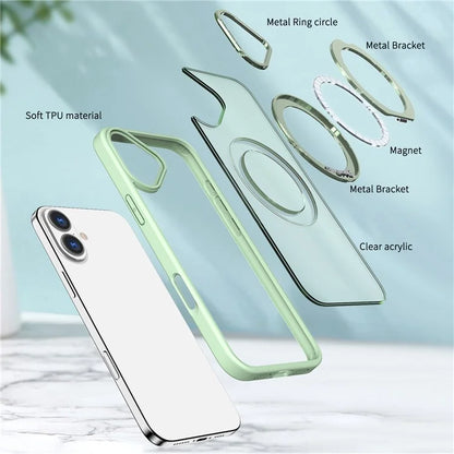 For iPhone 16 Plus Case Compatible with MagSafe TPU+Acrylic Kickstand Phone Cover