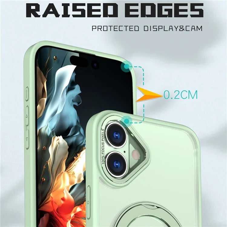 For iPhone 16 Plus Case Compatible with MagSafe TPU+Acrylic Kickstand Phone Cover