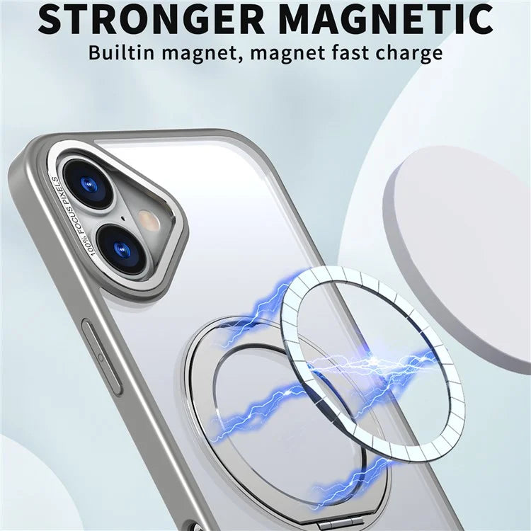 For iPhone 16 Plus Case Compatible with MagSafe TPU+Acrylic Kickstand Phone Cover