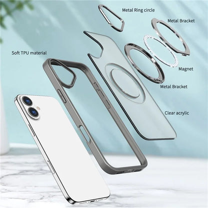 For iPhone 16 Plus Case Compatible with MagSafe TPU+Acrylic Kickstand Phone Cover