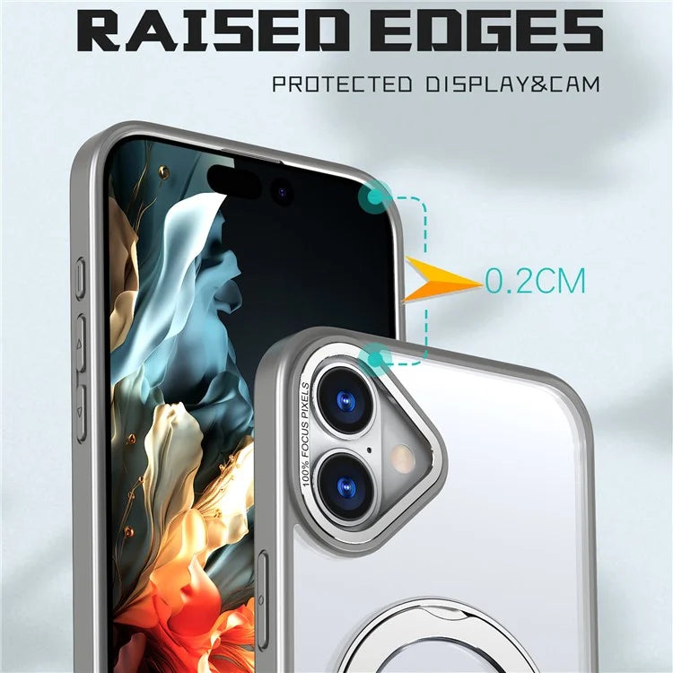 For iPhone 16 Plus Case Compatible with MagSafe TPU+Acrylic Kickstand Phone Cover