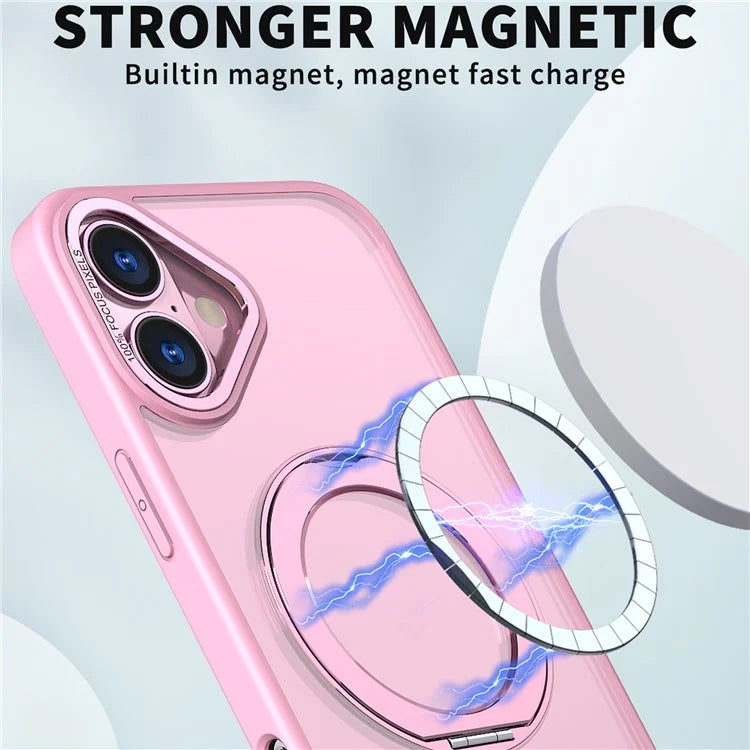 For iPhone 16 Plus Case Compatible with MagSafe TPU+Acrylic Kickstand Phone Cover