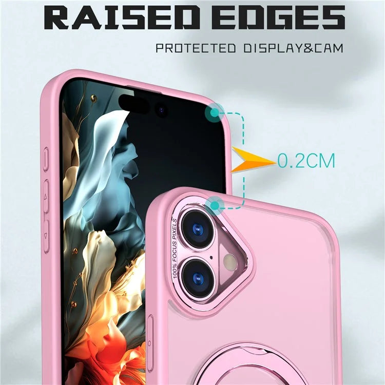 For iPhone 16 Plus Case Compatible with MagSafe TPU+Acrylic Kickstand Phone Cover