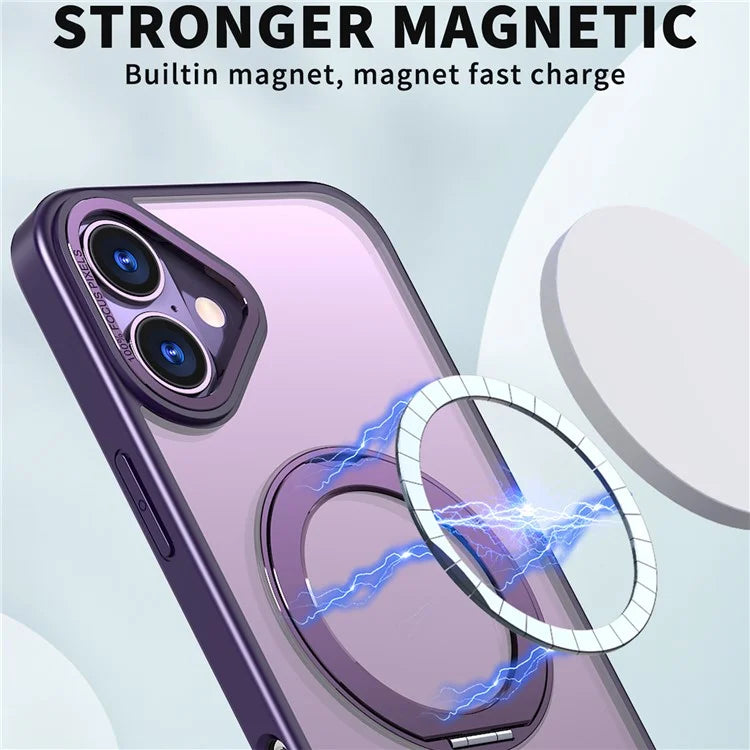 For iPhone 16 Plus Case Compatible with MagSafe TPU+Acrylic Kickstand Phone Cover