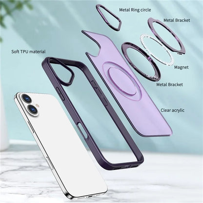 For iPhone 16 Plus Case Compatible with MagSafe TPU+Acrylic Kickstand Phone Cover