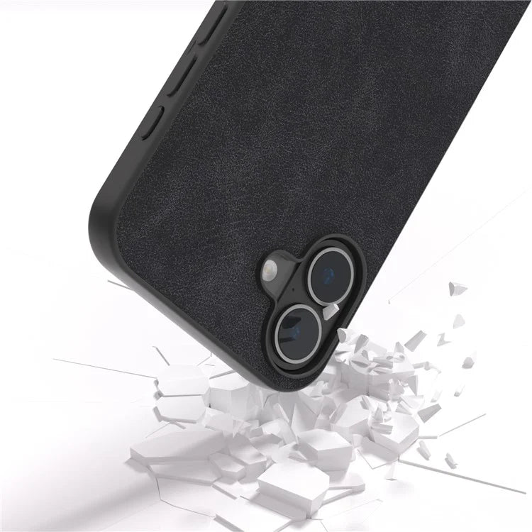 For iPhone 16 Plus Case PU Leather PC TPU 3 Layer Hybrid Phone Cover