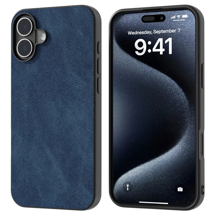 For iPhone 16 Plus Case PU Leather PC TPU 3 Layer Hybrid Phone Cover