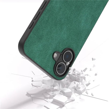 For iPhone 16 Plus Case PU Leather PC TPU 3 Layer Hybrid Phone Cover