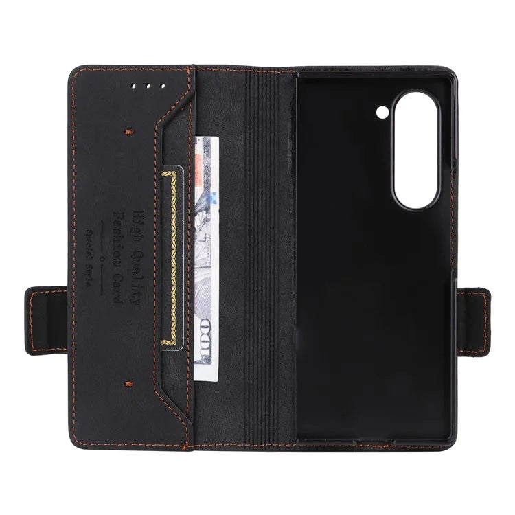 For Samsung Galaxy Z Fold6 5G Case Wallet Leather Folding Phone Cover Hardware Decor