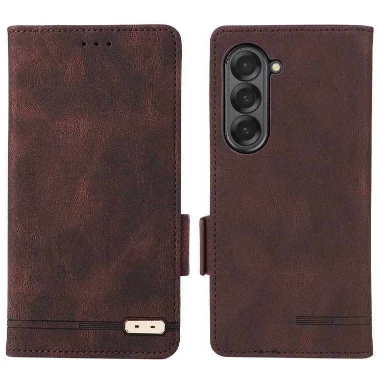 For Samsung Galaxy Z Fold6 5G Case Wallet Leather Folding Phone Cover Hardware Decor