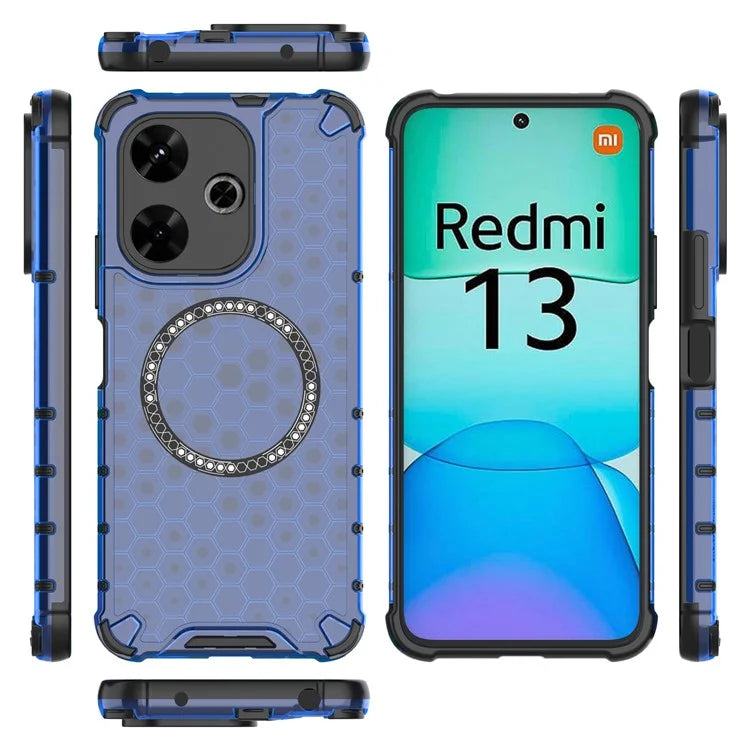 For Xiaomi Redmi 13 5G / 4G Magnetic Case Honeycomb TPU+PC Phone Cover Cushioning Shockproof