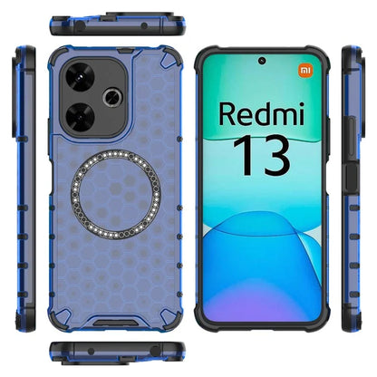 For Xiaomi Redmi 13 5G / 4G Magnetic Case Honeycomb TPU+PC Phone Cover Cushioning Shockproof