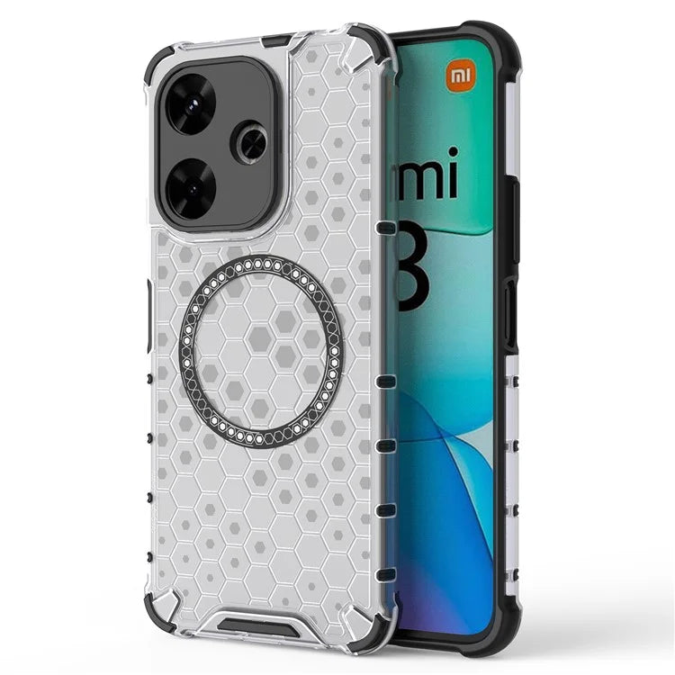 For Xiaomi Redmi 13 5G / 4G Magnetic Case Honeycomb TPU+PC Phone Cover Cushioning Shockproof