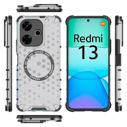 For Xiaomi Redmi 13 5G / 4G Magnetic Case Honeycomb TPU+PC Phone Cover Cushioning Shockproof