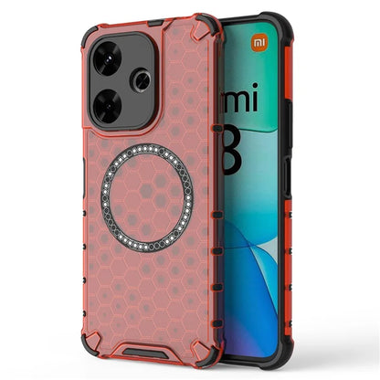 For Xiaomi Redmi 13 5G / 4G Magnetic Case Honeycomb TPU+PC Phone Cover Cushioning Shockproof