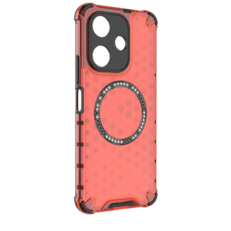 For Xiaomi Redmi 13 5G / 4G Magnetic Case Honeycomb TPU+PC Phone Cover Cushioning Shockproof