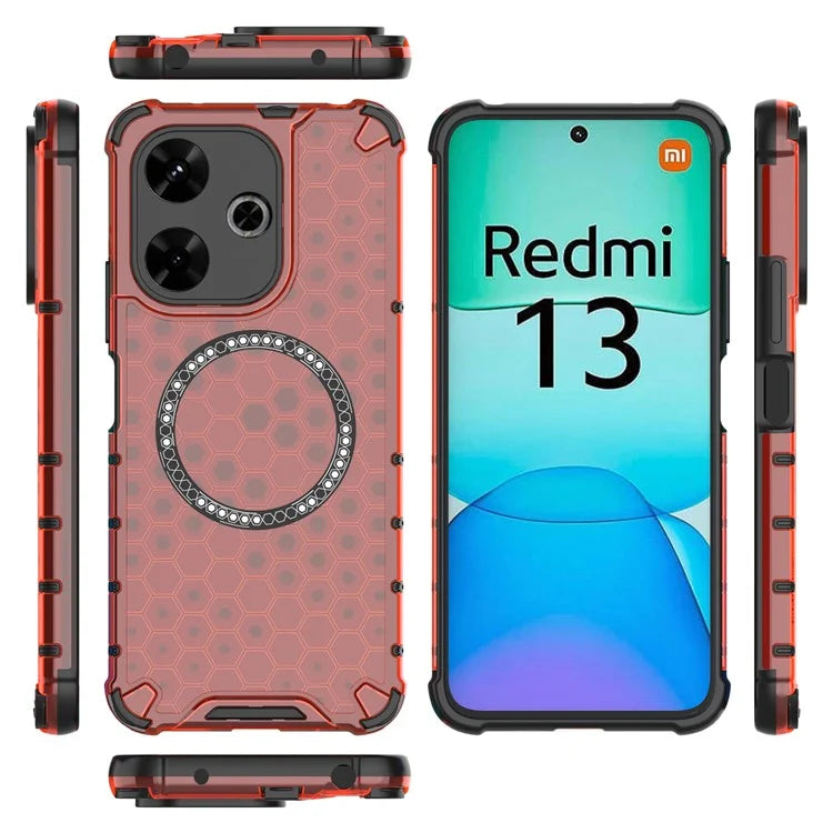 For Xiaomi Redmi 13 5G / 4G Magnetic Case Honeycomb TPU+PC Phone Cover Cushioning Shockproof
