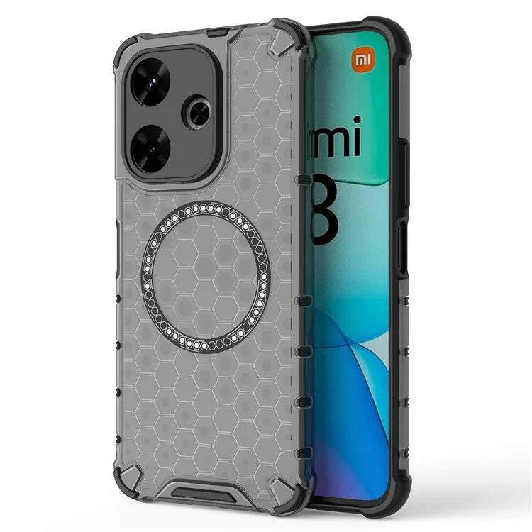 For Xiaomi Redmi 13 5G / 4G Magnetic Case Honeycomb TPU+PC Phone Cover Cushioning Shockproof