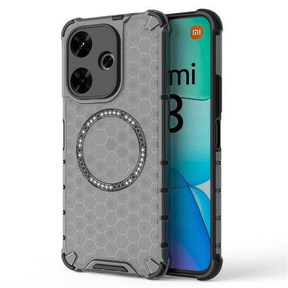 For Xiaomi Redmi 13 5G / 4G Magnetic Case Honeycomb TPU+PC Phone Cover Cushioning Shockproof