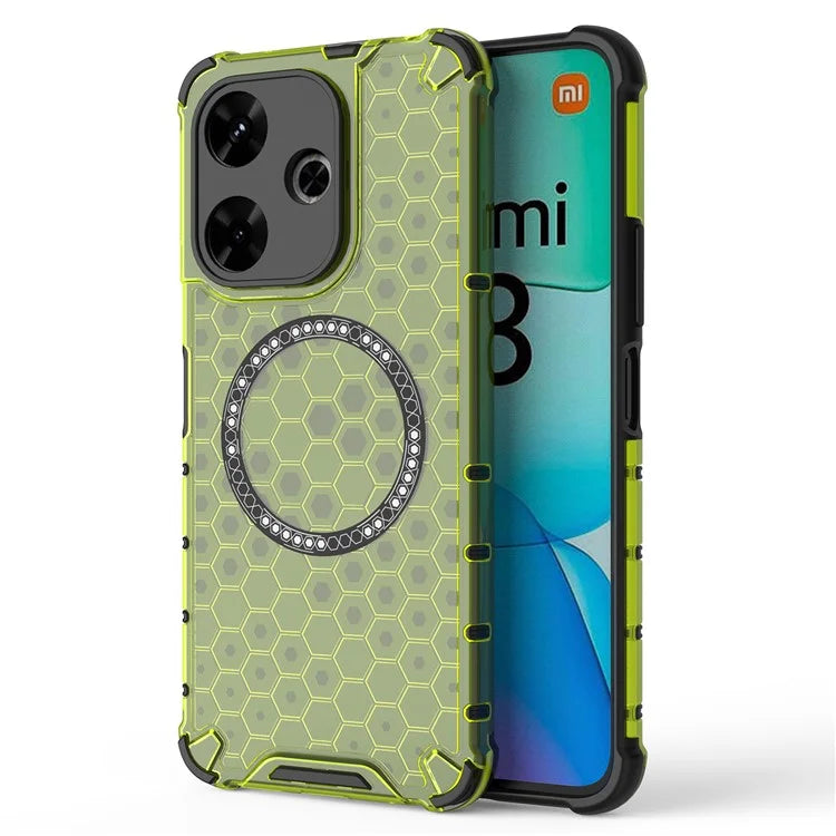 For Xiaomi Redmi 13 5G / 4G Magnetic Case Honeycomb TPU+PC Phone Cover Cushioning Shockproof