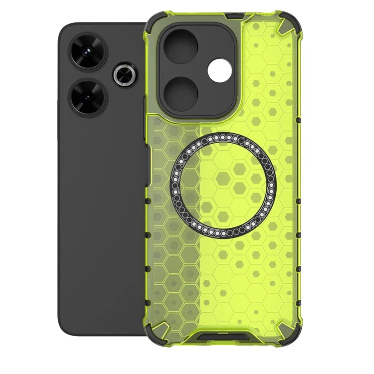 For Xiaomi Redmi 13 5G / 4G Magnetic Case Honeycomb TPU+PC Phone Cover Cushioning Shockproof