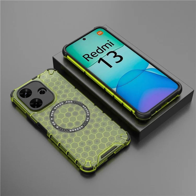 For Xiaomi Redmi 13 5G / 4G Magnetic Case Honeycomb TPU+PC Phone Cover Cushioning Shockproof