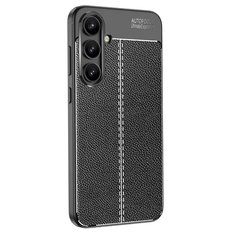 For Samsung Galaxy S24 FE Case Litchi Texture TPU Flexible Phone Cover - Black