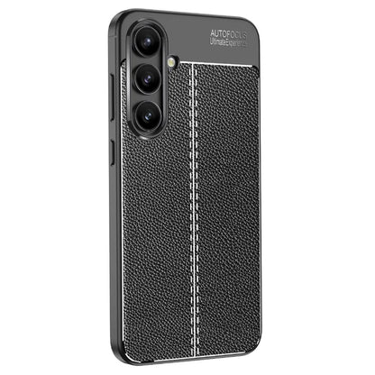 For Samsung Galaxy S24 FE Case Litchi Texture TPU Flexible Phone Cover - Black